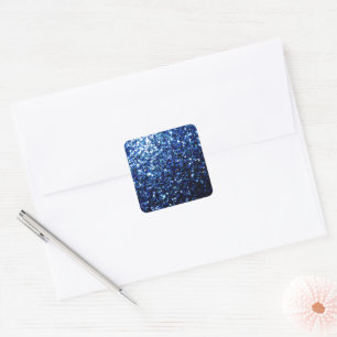 Dunkelblaue, glänzende Imitate Glitzer Glitzern Quadratischer Aufkleber