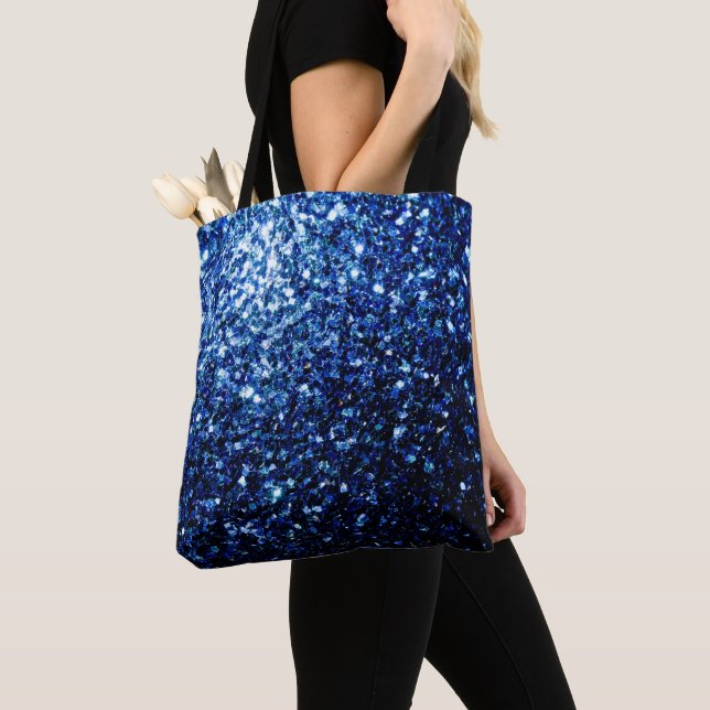 Dunkelblaue, glänzende Imitate Glitzer Glitzern Tasche (Von Nahem)