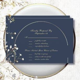 Dunkelblaue Goldene Bogenrahmen-Menüauswahl RSVP
