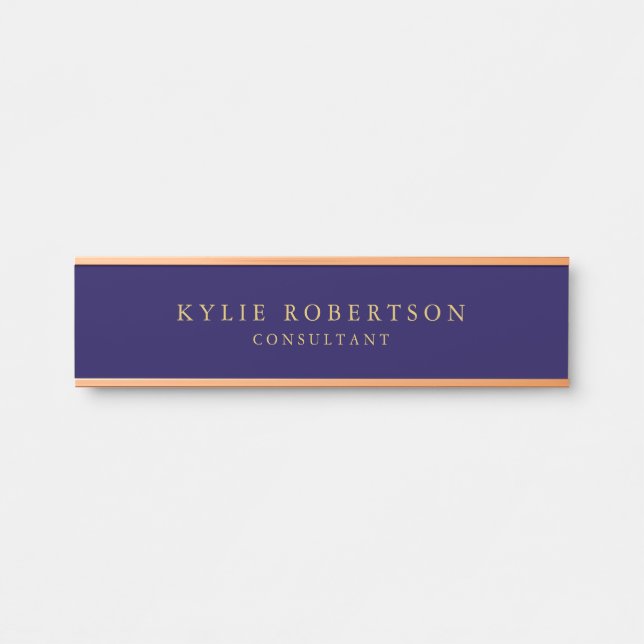 Dunkelblaue Goldfarben Beruflich trendy modern Türschild (Vorderseite )