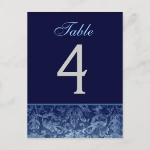 Dunkelblaue Grunge Damask Hochzeitskarte für die T Postkarte