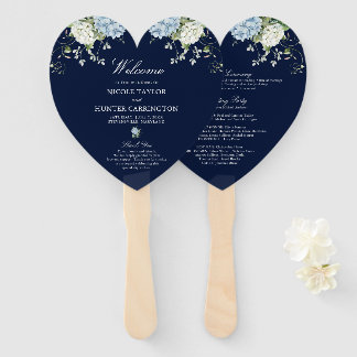 Dunkelblaue Hortensien-Blumen-Hochzeitsprogramm Fächer