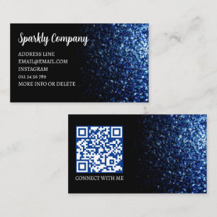 Dunkelblaue Imitate funkeln schwarz-eleganten QR-C Visitenkarte