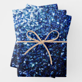 Dunkelblaue Imitate Glitzer Glitzern Geschenkpapier Set