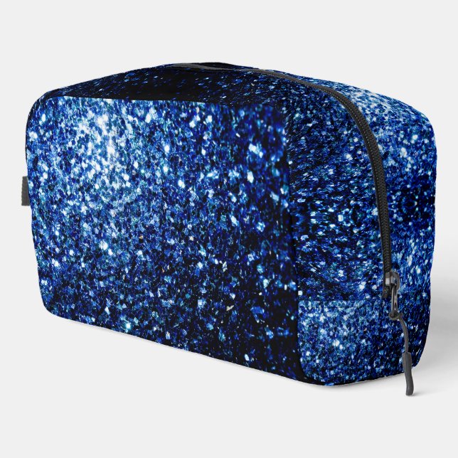 Dunkelblaue Imitate Glitzer Glitzern Waschbeutel (Rechte Ecke)