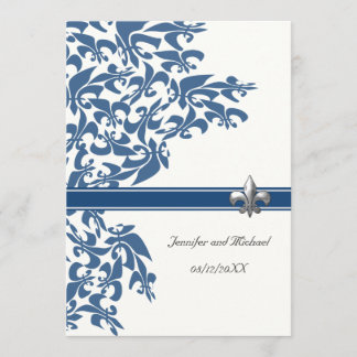 Dunkelblaue Lilien-Entwurfs-Hochzeit laden ein Einladung