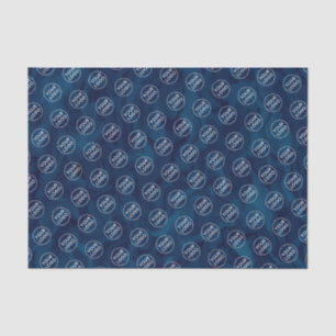 Dunkelblaue Marmorverpackung mit Logo Seidenpapier