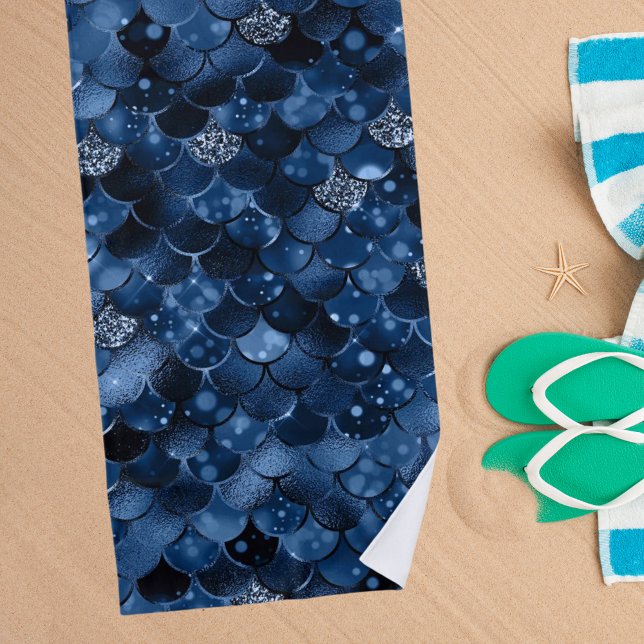 Dunkelblaue Meerjungwaagen Strandtuch (Von Creator hochgeladen)