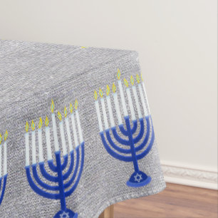 Dunkelblaue Menorah silberne Wohngestaltung Tischdecke