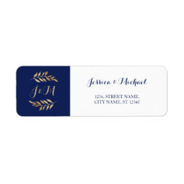 Dunkelblaue Monogramm-Blätter Wreath Wedding