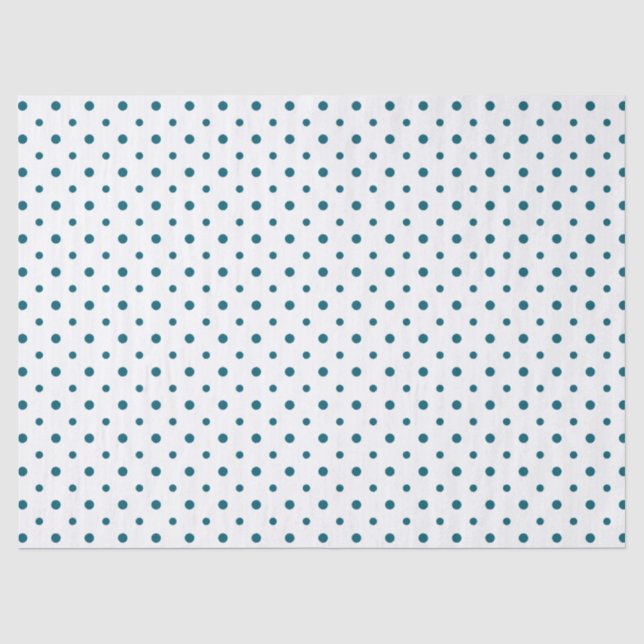 Dunkelblaue Polka-Punkte auf weißem, kundenspezifi Seidenpapier (Vorderseite)
