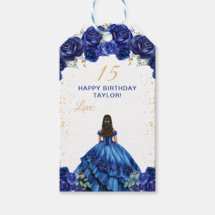 Dunkelblaue Prinzessin Quinceañera Alles Gute zum  Geschenkanhänger