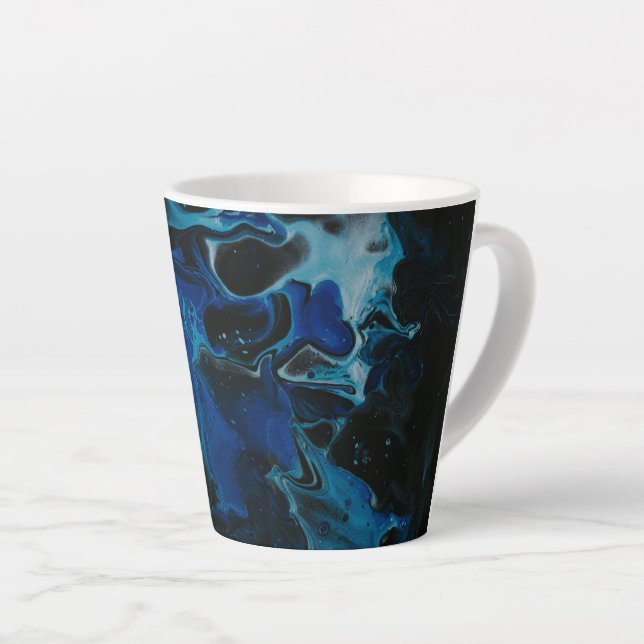 Dunkelblaue psychedelische flüssige Latte-Tasse Milchtasse (Rechte Ecke)