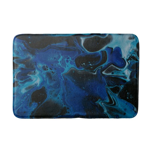 Dunkelblaue psychedelische Flüssigkeit Badematte (Vorderseite)