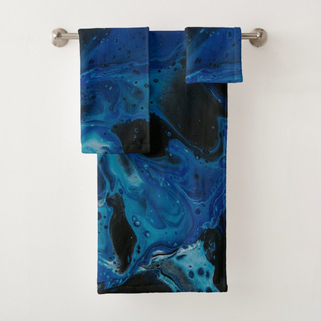 Dunkelblaue psychedelische Flüssigkeit Badhandtuch Set (Insitu)