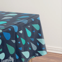 Dunkelblaue Regentropfen mit individuelle Name Tischdecke