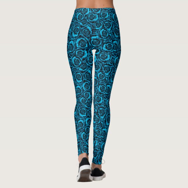 Dunkelblaue Rose Leggings (Rückseite)