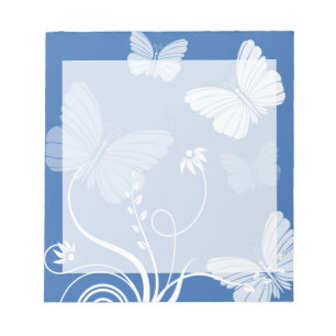 Dunkelblaue Schmetterlinge Notepad Notizblock