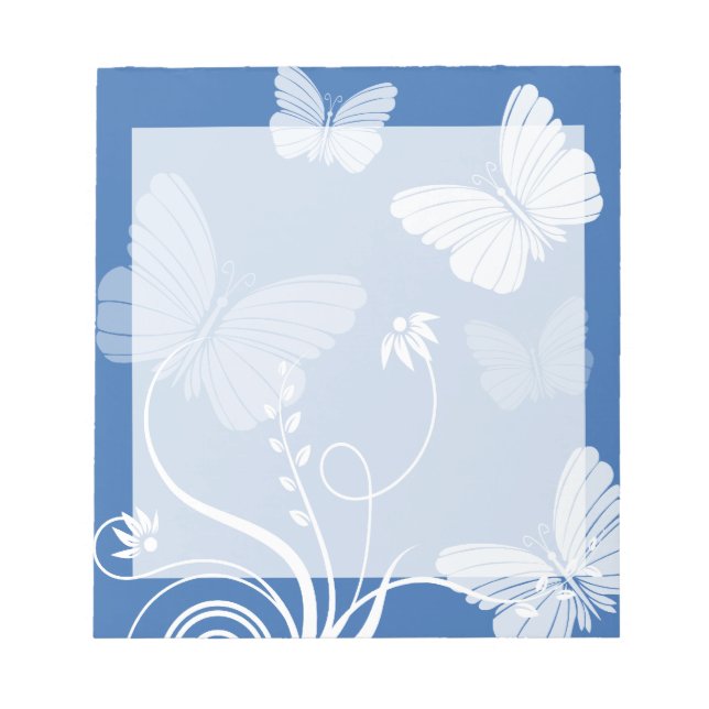 Dunkelblaue Schmetterlinge Notepad Notizblock (Vorderseite)