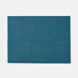 Dunkelblaue Schneeflocken  Fußmatte