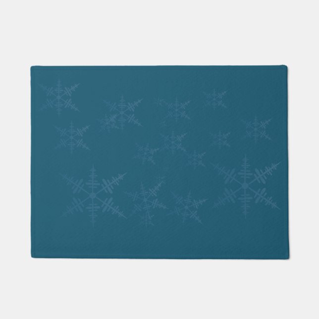 Dunkelblaue Schneeflocken  Fußmatte (Vorderseite)