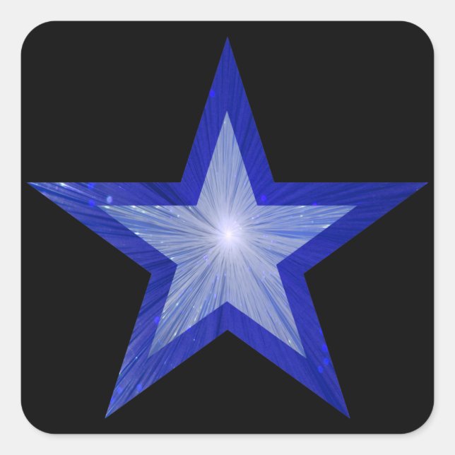 Dunkelblaue Sterne-Aufkleber schwarz Quadratischer Aufkleber (Vorderseite)