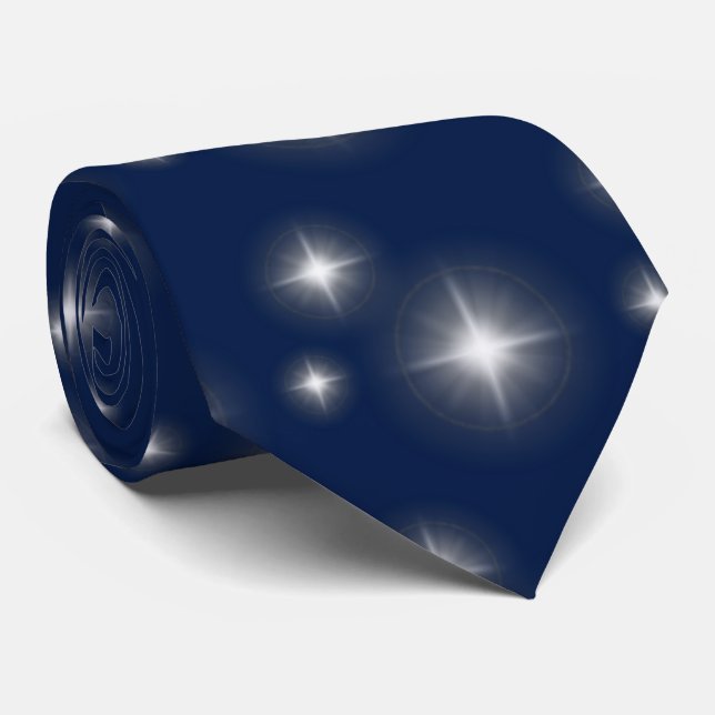 Dunkelblaue Sterne Krawatte (Gerollt)