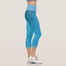 Dunkelblaue strahlende Glitzer Capri Leggings