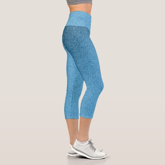Dunkelblaue strahlende Glitzer Capri Leggings (Rechts)