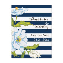 Dunkelblaue Streifen & Blume Hochzeit Sichern Sie 