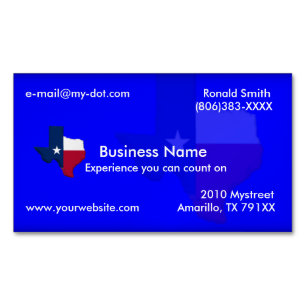 Dunkelblaue Texas-Flaggen-Karte Magnetische Visitenkarte