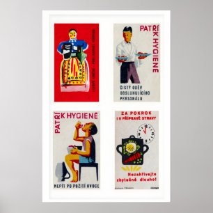 Dunkelblaue tschechoslowakische Streichholzschacht Poster