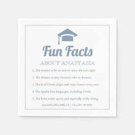 Dunkelblaue Typografie Fun Facts Graduierung Serviette