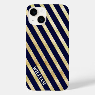Dunkelblaue und goldene Streifen Case-Mate iPhone 14 Hülle