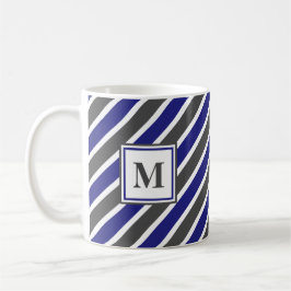 Dunkelblaue und graue Streifen Kaffeetasse