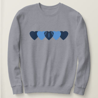 Dunkelblaue und hellblaue Football-Herzen Sweatshirt