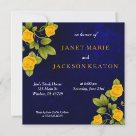Dunkelblaue und marigold Yellow Rose Blume Wedding Einladung