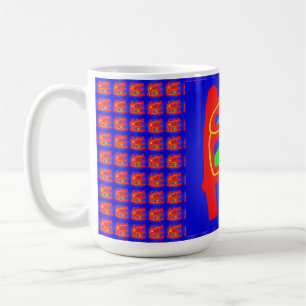 Dunkelblaue und rote Abstaktmuster glühen Kaffeetasse