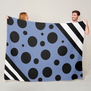 Dunkelblaue und schwarze Tupfen und Streifen-Decke Fleecedecke