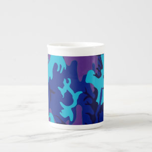 Dunkelblaue und violette Tarnung Bone China Tasse
