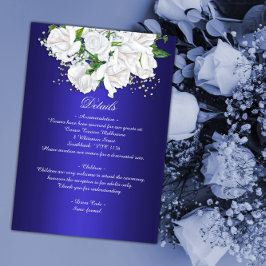 Dunkelblaue und weiße Bridal-Rose Hochzeitdetails Begleitkarte