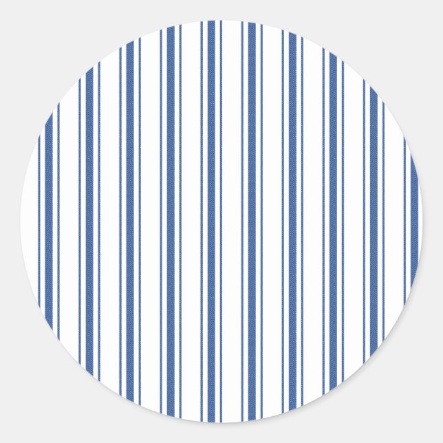Dunkelblaue und weiße Matratze mit schmalen Streif Runder Aufkleber (Vorderseite)