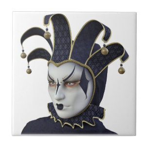 Dunkelblaue venezianische Carnivale Maske im Fliese