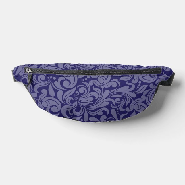DUNKELBLAUE VERZIERTE BLÜH-PATTER BAUCHTASCHE (Ablage )