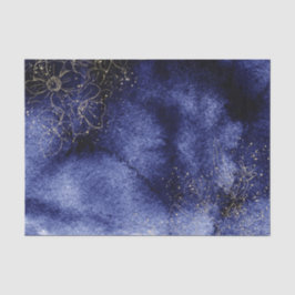 Dunkelblaue Wasserfarbe mit goldumrissenen Blume Seidenpapier
