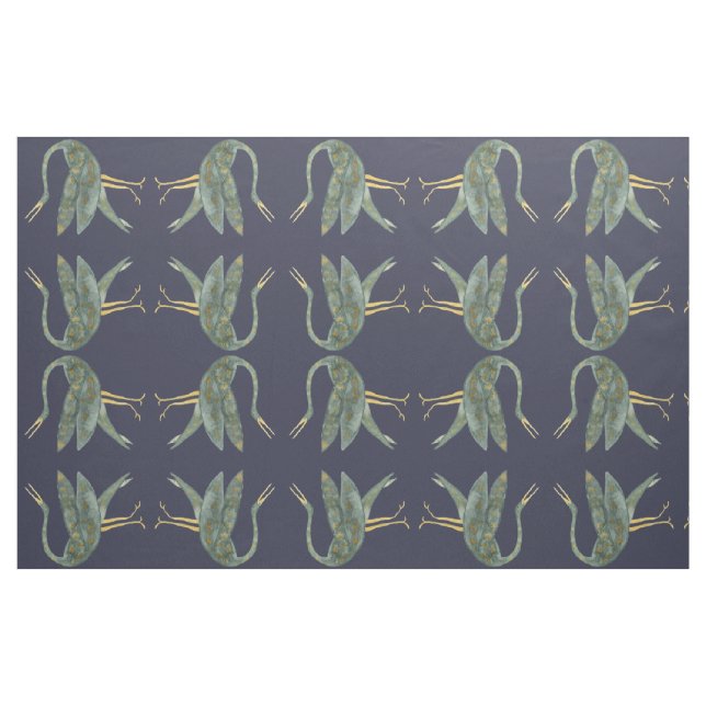 Dunkelblaue Wasserfarbe moderne Kranvögel Stoff (Fat Quarter (45,7 x 55,9 cm))