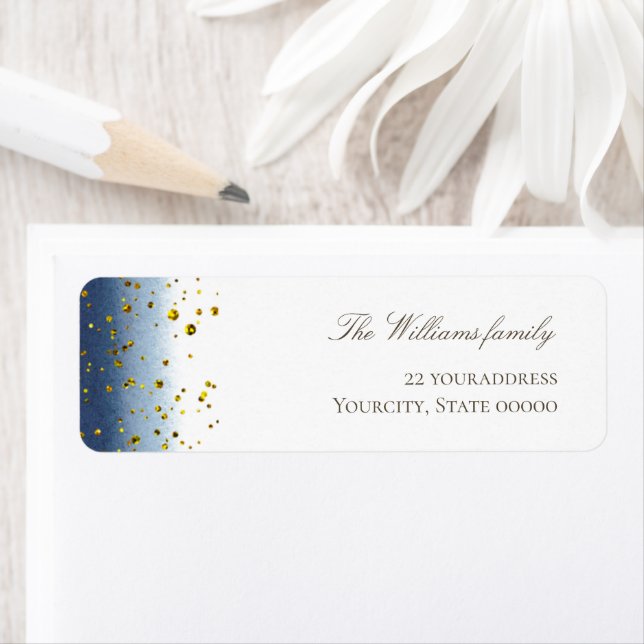 dunkelblaue Wasserfarbe simulierte goldene Glitter (Insitu)