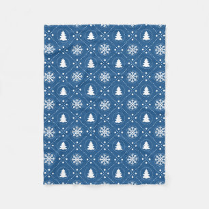 Dunkelblaue weiße Schneeflocken Weihnachtsmuster Fleecedecke