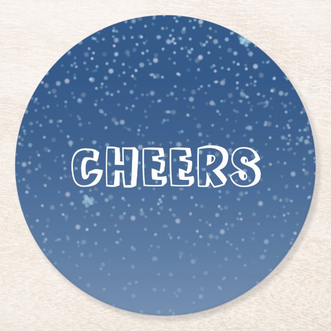 dunkelblaue Winternacht Runder Pappuntersetzer (Vorderseite)