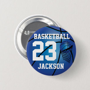 Dunkelblauer Basketball-und des Band-  DIY Text Button
